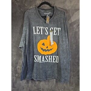 Spirit Halloween Long Sleeve Shirt Adult 2XL Gray Mineral Wash Let's Get Smashed